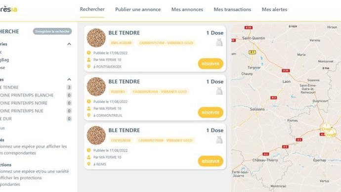 Le gros avantage de l’outil Echange semences de Cérèsia est d’augmenter la visibilité de l’offre de semences en trop chez un adhérent en la rendant accessible à tous les adhérents, les magasins et les techniciens de la coopérative.